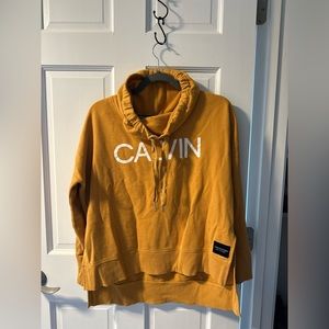 calvin klein performance yellow funnel neck sweatshirt